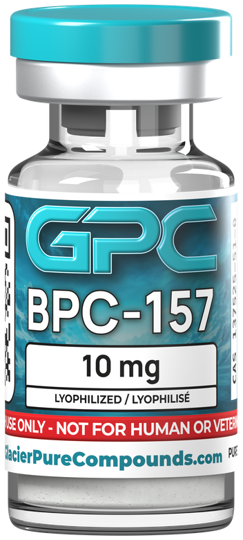 Glacier Pure Compounds BPC-157 10 mg research vial.